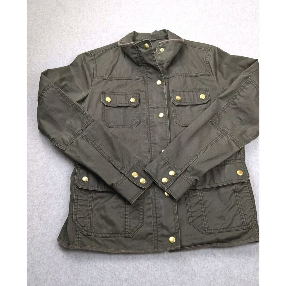 J.Crew Women's SM Downtown Field Jacket Mossy Brown/Green Utility Waxed Cotton